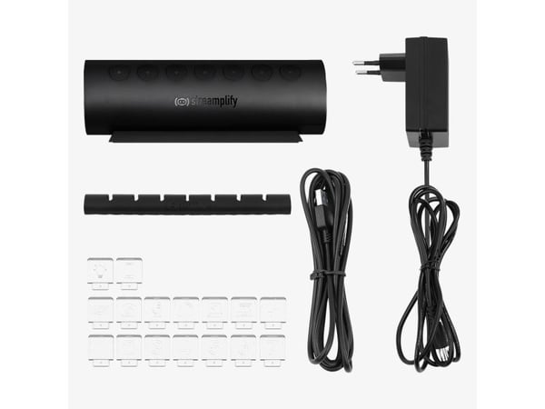 Streamplify HUB CTRL 7, USB 3.2 Gen 1 (3.1 Gen 1) Type-A, USB 3.2 Gen 1 (3.1 Gen 1) Type-A, Musta, USB, 24 W, 12 V