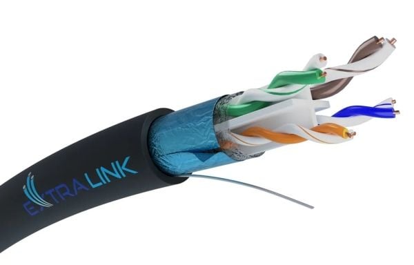 Extralink V2 - Irtokaapeli - 305 m - 7,5 mm - FTP - CAT 6 - ulkokäyttöön - musta
