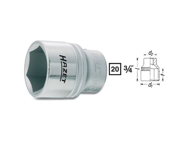 HAZET 1000-50, 1 stykker, Sekskantet, 76,2 / 4 mm (3 / 4"), Kromvanadiumstål, 76 mm, 891 g
