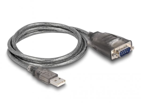 DeLOCK 61400, USB A, RS-232, Musta
