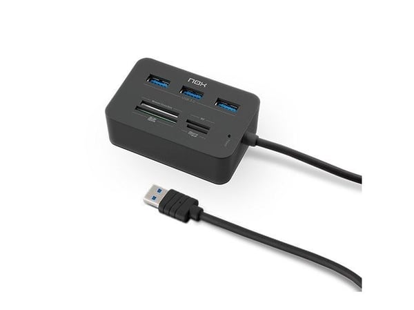 NOX Lite Reader One, Ledningsført, USB 3.2 Gen 1 (3.1 Gen 1) Type-A, Sort, MS Duo, MS Micro (M2), MicroSD (TransFlash), SDHC, 5 Gbit/sek., USB