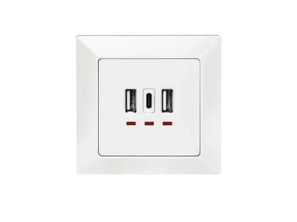 LogiLink PA0254, 2 x USB A + 1 x USB C, Valkoinen, 230 V, 50 Hz, 5 V, 3 A