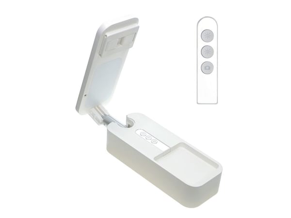4smarts Selfie Stand LoomiPod Folg, Smarttelefon, Hvit, Alle merker, ABS, Aluminium, Polykarbonat (PC), 360°, 1000 mAh