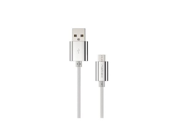 NATEC NKA-1211 Extreme Media kabel microUSB til USB (M), 1m, sølv, nylon oplot