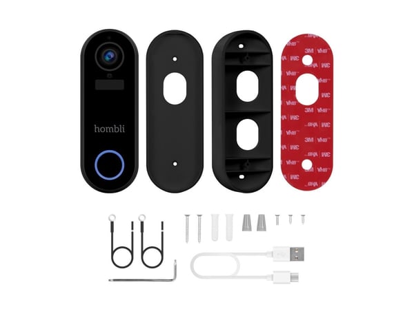Hombli smart dørklokkepakke, svart, hvit, hjemme, kontor, IP65, plast, IR, 2-veis