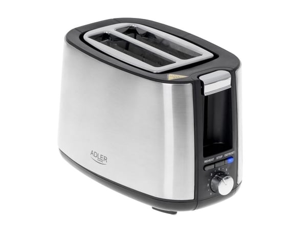 Adler AD 3214, 2 skiver, Sølv, Rustfritt stål, Nivå, Rotasjon, 900 W, 220 - 240 V