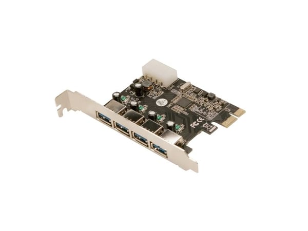 LogiLink PC0057, PCIe, USB 3.2 Gen 1 (3.1 Gen 1), Täysi korkeus, 4x USB 3.0 A FM, musta, PC