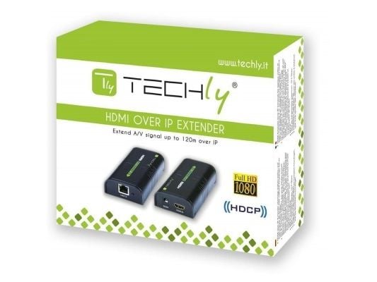 Techly IDATA EXTIP-373, 1920 x 1200 piksler, AV-sender og -mottaker, 120 m, Sort, HDCP