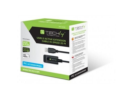 Techly IUSB-REP220TY3, 20 m, USB A, USB A, USB 2.0, 480 Mbit/s, Lajittelu