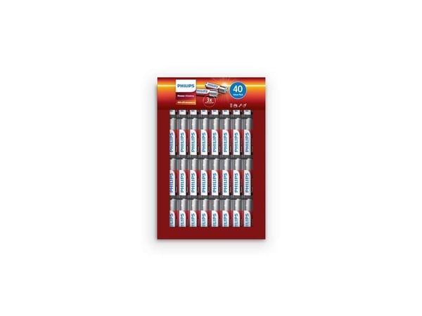 Philips LR03P40FP/10, Engangsbatteri, AAA, Alkalinsk, 1,5 V, 40 stykker, 10,5 mm