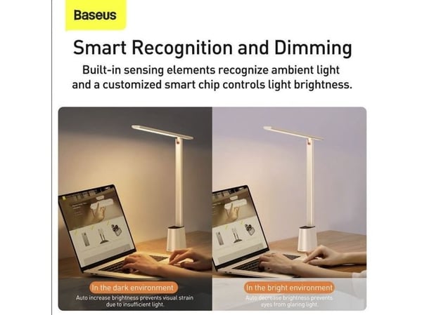 Baseus Smart Eye - Skrivebordslampe - LED - 5 W - varmt/miks/kjølig lys - 3000/4500/6000 K - hvit