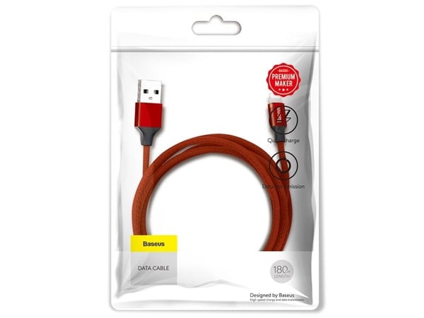 Baseus Yiven, 1,8 m, Lightning, USB A, Hankjønn, Hankjønn, Rød