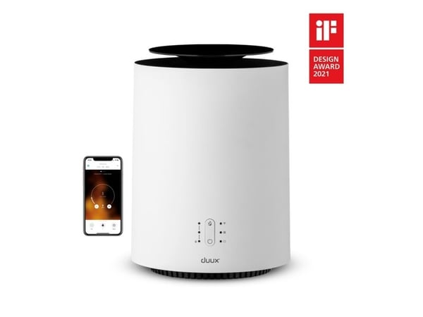 Duux Threesixty 2, Sähkökäyttöinen lämpötuuletin, Keraaminen, Android, iOS, Sisätila, Vastaanotto, Taulukko, Valkoinen