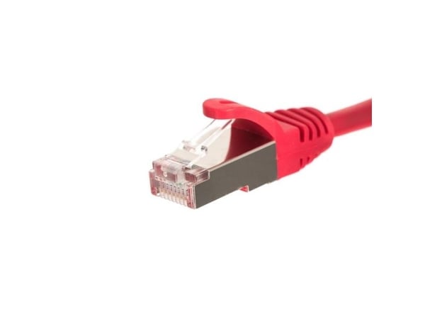 Netrack - Koblingskabel - RJ-45 (hann) til RJ-45 (hann) - S/FTP - CAT 5e - formstøpt, uten hindringer - rød