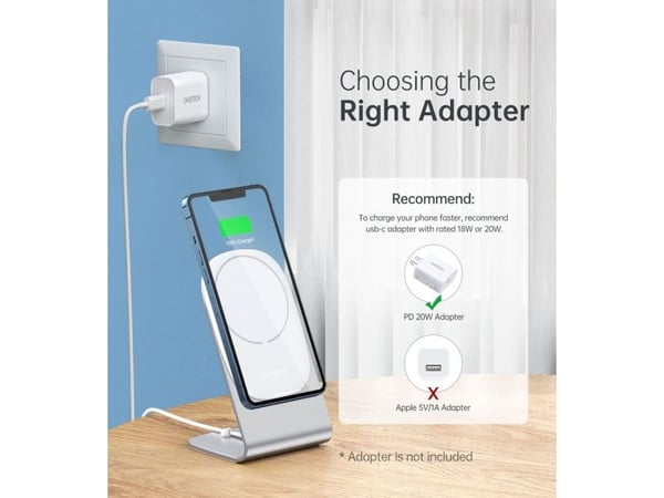 Trådløs lader CHOETECH 15W magnetisk, grå med stativ