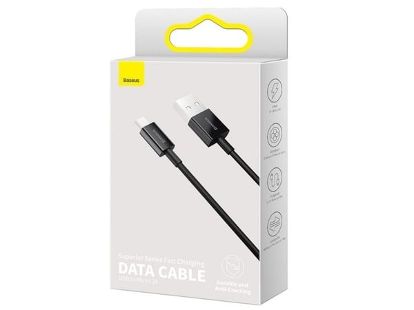 Baseus Superior, 2 m, USB A, Micro-USB A, USB 2.0, 480 Mbit/s, Hvid