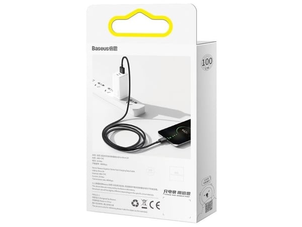 Baseus Superior, 2 m, USB A, Micro-USB A, USB 2.0, 480 Mbit/s, Hvid