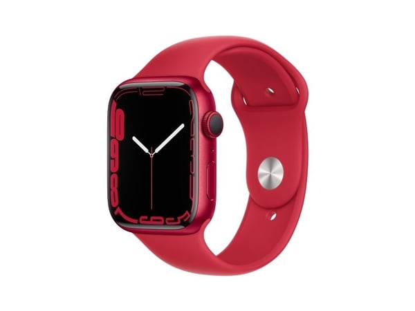 Apple Watch Series 7 (GPS) - (PRODUCT) RED - 45 mm - rød aluminium - smartklokke med sportsbånd - fluorelastomer - rød - båndbredde: Regular - 32 G...