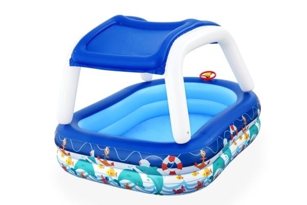 Bestway 54370, Oppblåsbart basseng, 282 l, Oval, 3 år, PVC, Blå, Hvit