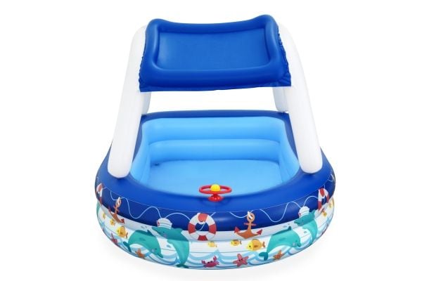 Bestway 54370, Oppblåsbart basseng, 282 l, Oval, 3 år, PVC, Blå, Hvit