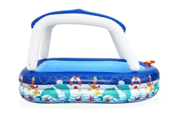 Bestway 54370, Oppblåsbart basseng, 282 l, Oval, 3 år, PVC, Blå, Hvit