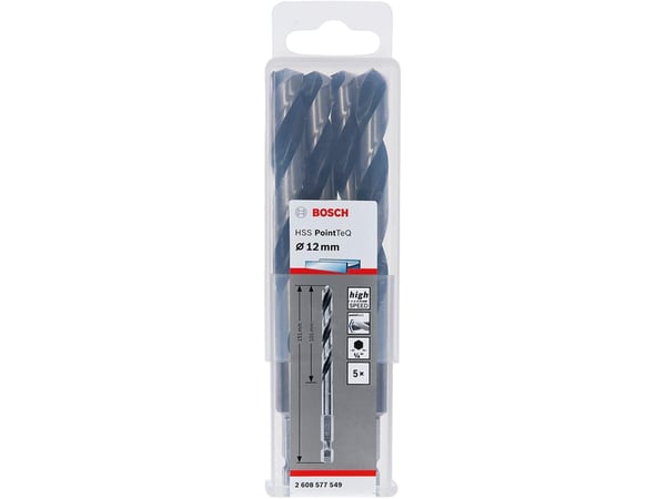 Bosch HSS PointTeQ - Bor - for metall - bor - 5 deler - 12 mm - heksagonal - lengde: 151 mm