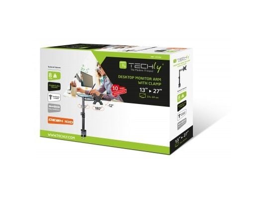 Techly ICA-LCD 501BK, 8 kg, 33 cm (13"), 68,6 cm (27"), 100 x 100 mm, Høydejustering, Sort