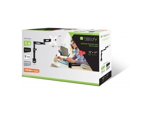 Techly ICA-LCD 502BK, 6 kg, 33 cm (13"), 68,6 cm (27"), 100 x 100 mm, Høydejustering, Sort