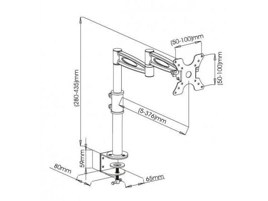 Techly ICA-LCD 502BK, 6 kg, 33 cm (13"), 68,6 cm (27"), 100 x 100 mm, Høydejustering, Sort