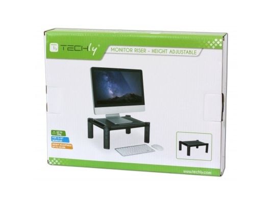 Techly Monitor Riser - jalusta - näytölle / kannettavalle tietokoneelle / tulostimelle - muovia - musta - näytön koko: 33-81,3 cm (13 in-32 in)