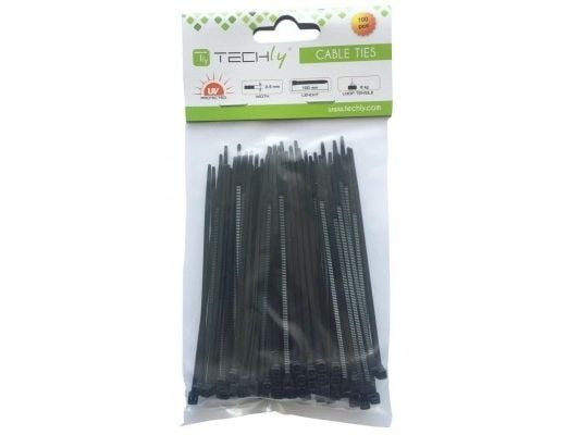 Techly 306356, Helmikaapelinside, Nylon, Musta, 2 - 22 mm, EC, ISO9001, RoHS, UL, 100 mm, 100 mm