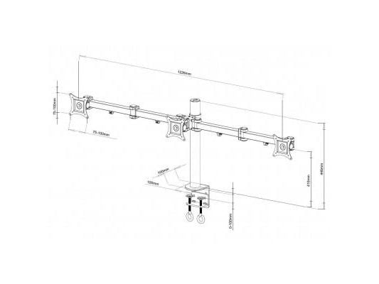 Techly ICA-LCD 482-T, 30 kg, 33 cm (13"), 61 cm (24"), 100 x 100 mm, Høydejustering, Sort