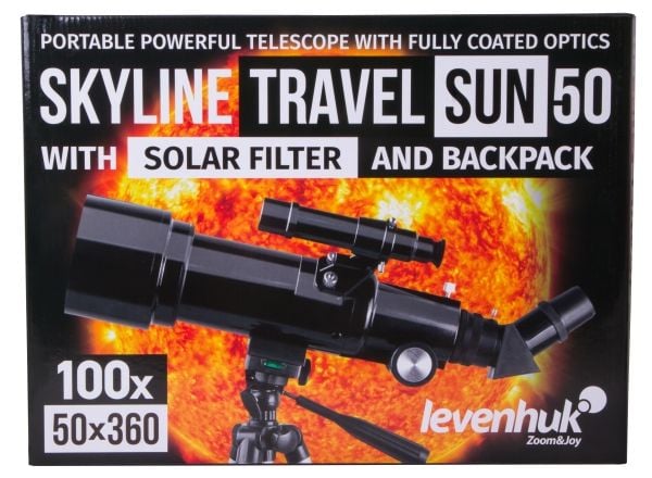 Levenhuk Skyline Travel Sun 50, Sort, Sølv, Aluminium, Manuell, 2,29 kg, 450 mm, 335 mm
