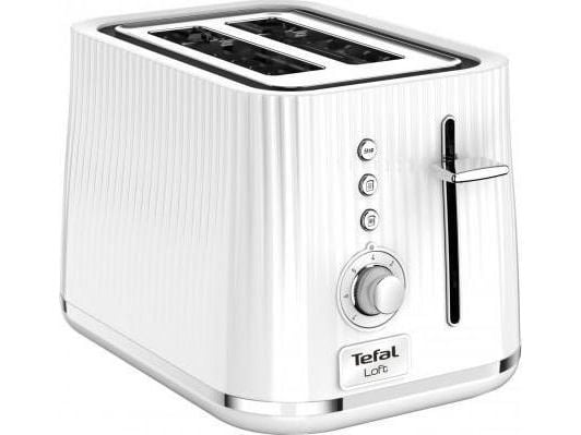 Tefal Loft TT7611, 2 skivor, Krom, Vit, Knappar, Rotations-