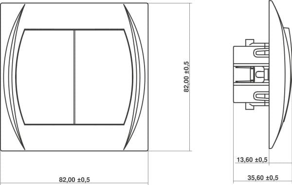 Karlik LWP-2, Trykknapkontakt, IP20, 250 V, 10 A