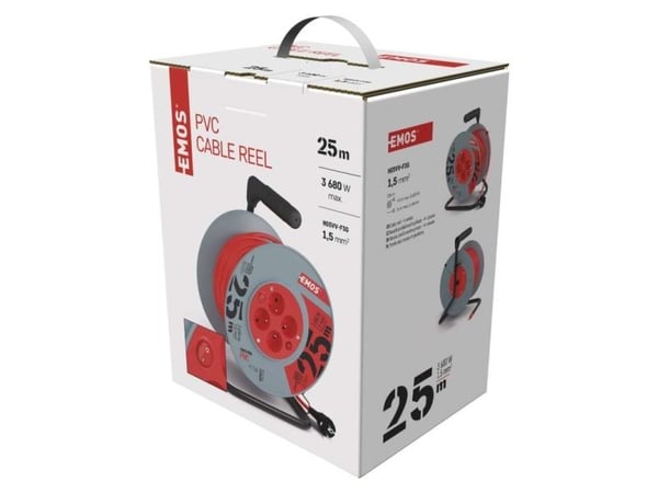 Emos P194253, 25 m, 4 AC-pistorasia(a), Sisätila, IP20, 1,5 mm², 230 V