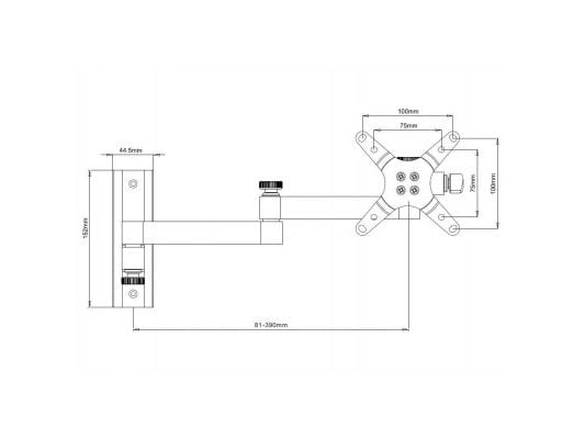 TECHly LED 100 - Monteringssett (svingarm veggfeste) - for LCD-TV - svart - skjermstørrelse: 13"-30" - veggmonterbar