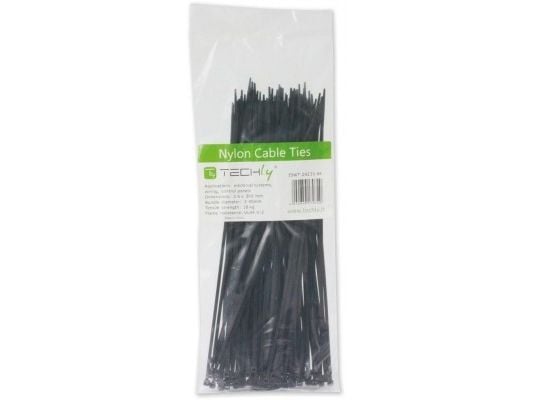 Techly 200 x 2.5mm, Nailon, Musta, 3 - 50 mm, CE, UL, RoHS, Reach, ISO 9001, 200 mm, 2,5 mm