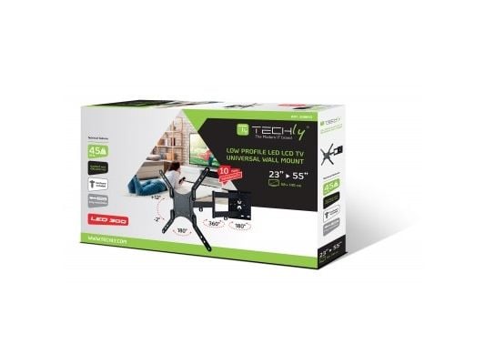 TECHly Low Profile Universal LED300 - Monteringssett (svingarm veggfeste) - for LCD-TV - svart - skjermstørrelse: 23"-55" - veggmonterbar