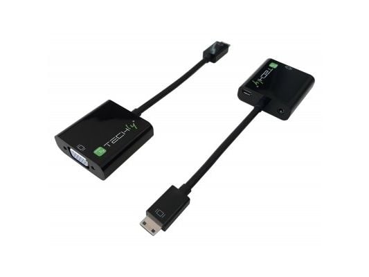 Techly IDATA HDMI-VGA4, VGA (D-Sub), HDMI Type C (Mini), Hankjønn, Hunkjønn, 1920 x 1080 piksler, 1080p, 720p, 480p