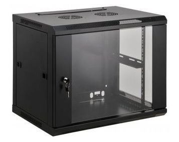 Intellinet Network Cabinet, Wall Mount (Standard), 20U, Usable Depth 500mm/Width 540mm, Black, Assembled, Max 60kg, Metal & Glass Door, Back Panel,...