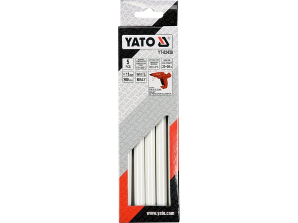 Yato limstaver, 11 mm x 200 mm, hvite, 5 stk. YT-82438