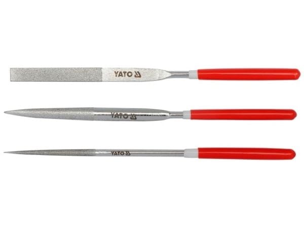 Yato YT-6150, Fil-sett, Flate mapper, Halvrund fil, Rund fil, Metall, Kull stål, Polyvinylklorid (PVC), Rød