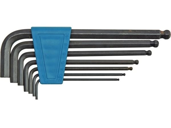 Vorel unbrakonøkkelsett hex type L 2,5–10 mm med kule 7 deler (56470)