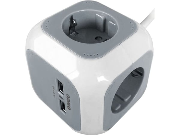 ORNO 4 RISTIKKOTUOLI 2P LIITIN + 2 X USB-LATURI, 1,4 M OR-AE-13144(GS)