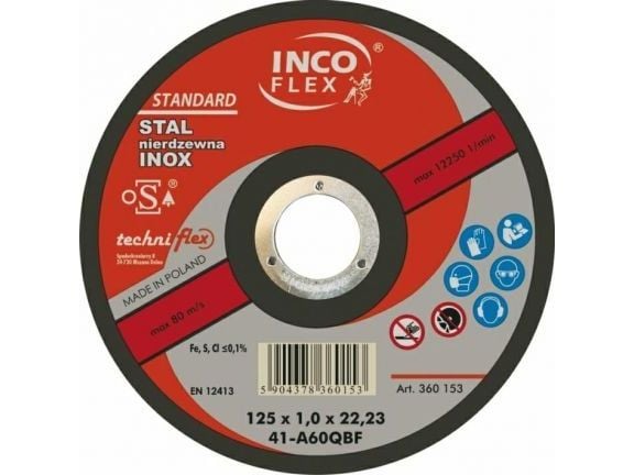 Kappeskive i metall INOX INCOFLEX 125×1,0