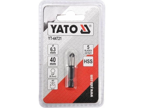 Yato YT-44721, Drill, Forsenkningsbor, 6,3 mm, 40 mm, Laminat, Metall, Tre, 45°