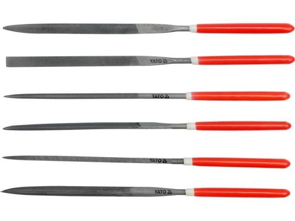 Yato YT-6160, Fil-sett, Flate mapper, Halvrund fil, Rund fil, Firkantet fil, Trekant-fil, Metall, Kull stål, Polyvinylklorid (PVC), Rød