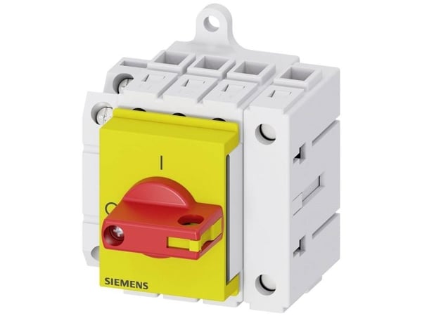 Siemensin kuormakytkin, punainen, keltainen, 4-napainen, 16 mm², 63 A, 1 sulkeva kosketin, 1 avaava kosketin, 690 V/AC, 3LD34301TL13, 4P, IP40, 60 ...