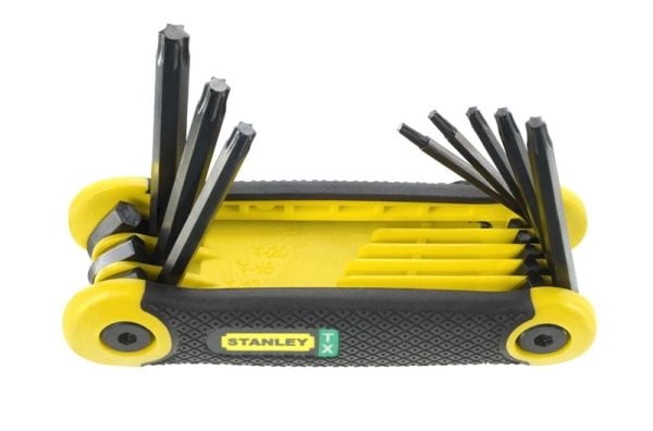 Stanley 2-69-266, Sammenleggbare torx-nøkler, T10, T15, T20, T25, T27, T30, T40, T9, Sort, Gult, Stål, Plast, 45 mm